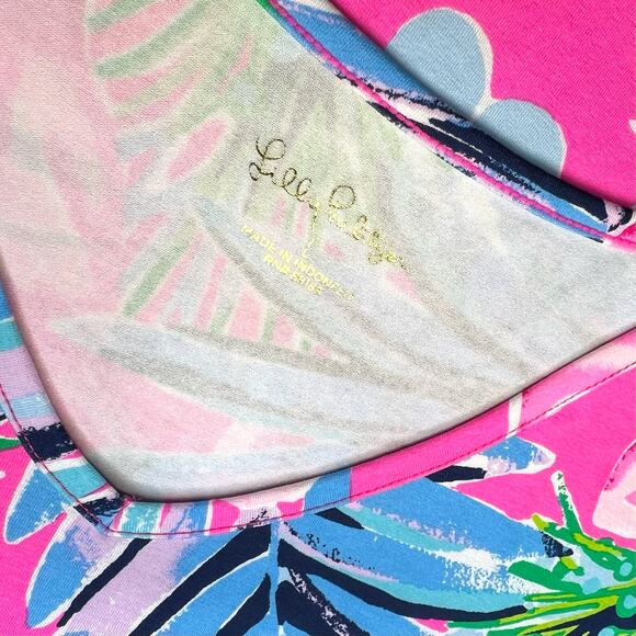 Lilly Pulitzer Kaisley Dual Neckline UPF 50+ Swing Dress Cockatoo Pink Large - Picture 8 of 14